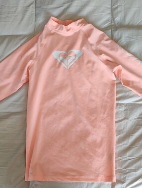 Roxy Peach Long Sleeve Swim Top with White Heart Logo